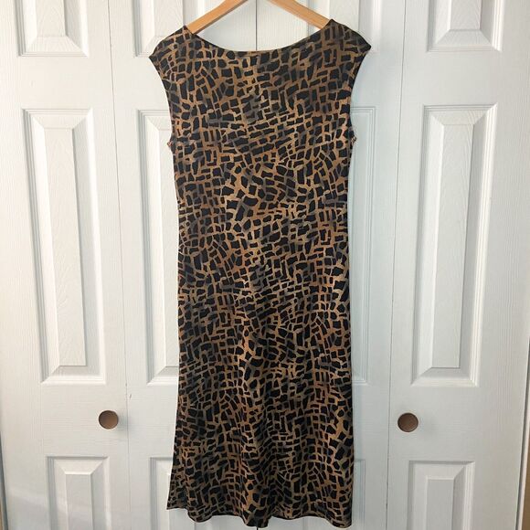 Mica Midi Dress Neutral Brown and Black Square Pattern | Size Small - Picture 4 of 4